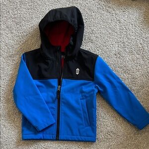 Blue and Black Hooded Warm Jacket